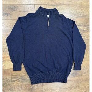 Columbia 1/4 Zip Wool Sweater Navy Blue Heather XL Pullover‎